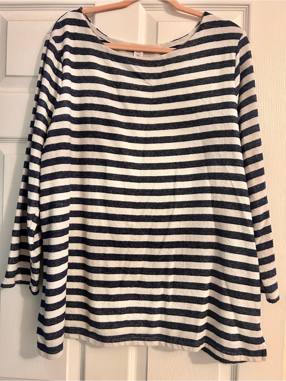 Old Navy Navy and White Striped Long-Sleeve Top